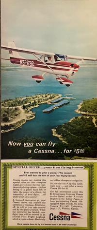 1966 Cessna Aircraft Offer to Fly For $5 Original Ad