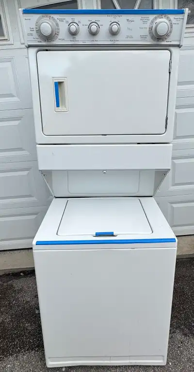 27” Whirlpool electric Stacked washer/dryer, View more