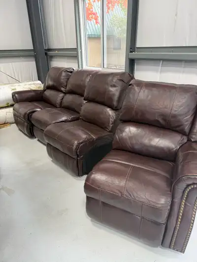 4 piece leather couch-9’ 8” long, View more