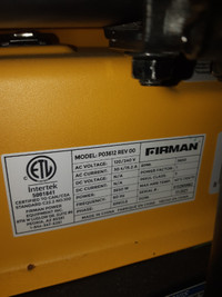 Brand new Firman gas generator.