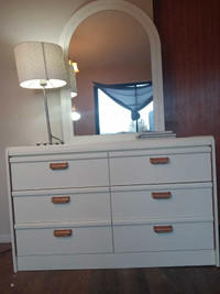 Solid wood white cream dresser with mirror/free delivery!