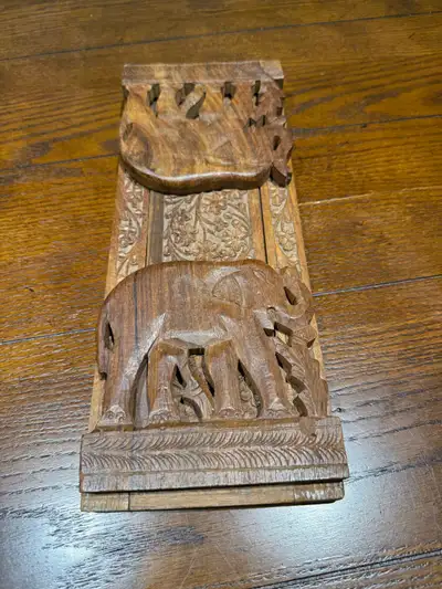 Vintage Carved Wood Book Stand, View more