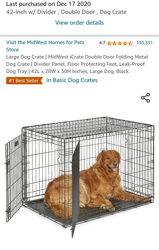 MidWest iCrate Double Door Folding Metal Dog Crate | Accessories | Winnipeg  | Kijiji