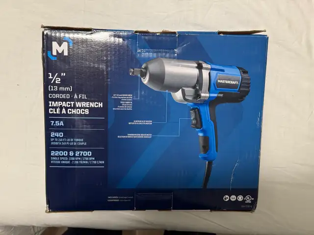 Mastercraft 7.5A Corded Impact Wrench in Power Tools in Mississauga / Peel Region - Image 3