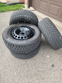Winter tires on steel rims, 215/55/R16