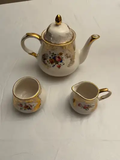 Arthur Wood Vintage Teapot, Sugar, and Cream Set 4964, View more