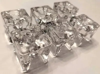 6 Mid-Mod Scandinavian Juhava Ri-Jalka Glass Cube Candle Holders, View more