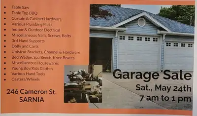 Garage sale 246 Cameron St. MAY 24TH 2025, View more