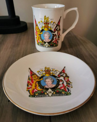 QUEEN ELIZABETH II,  60TH anniversary mug &  saucer      REDUCED