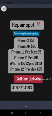 IPHONE 11-XR-X-XS SCREEN REPAIR $65