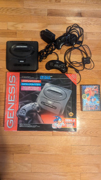 Sega Genesis Console System Sonic 2 Game Bundle Works great