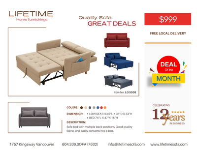 CONDO SIZE -Sofa bed with multiple back positions, View more