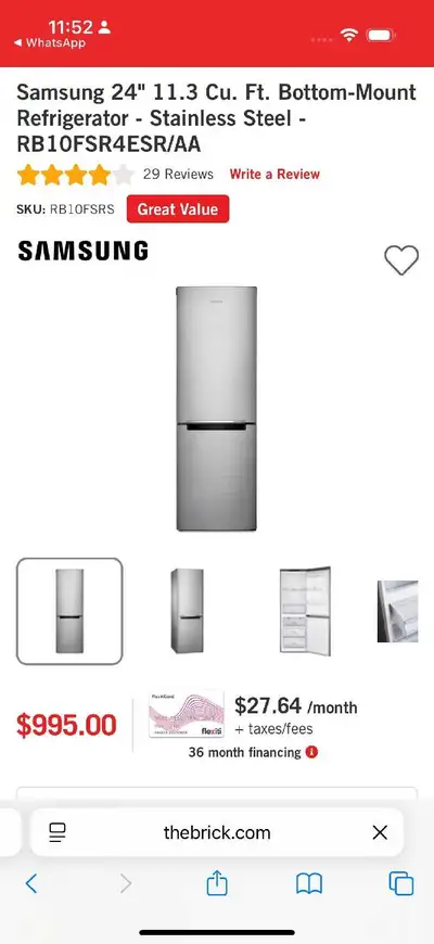 Samsung Refrigerator 24" _ Stainless Steel , View more