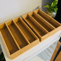 2 pieces set Flatware tray, light bamboo