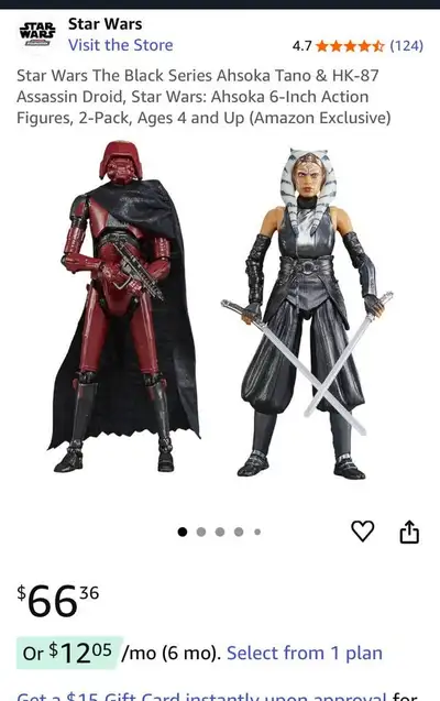 Star Wars The Black Series Ahsoka Tano, compare to $75, View more