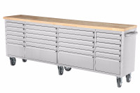 NEW 24 DRAWER STAINLESS STEEL 8FT tool bench @ BRYAN'S AUCTION !