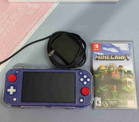 Purple Nintendo switch lite console with Minecraft