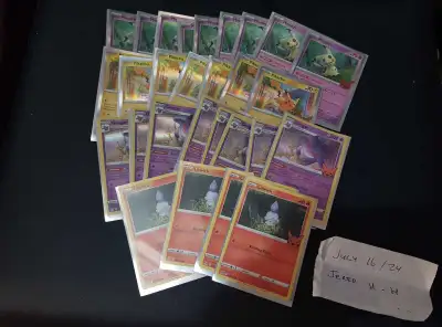 •FS/NFT BIN Mimikyu #097 ×9 2 CAD Gengar #066 ×8 1.50 CAD Pikachu #062 ×7 1.50 CAD Litwick #024 ×4 1...