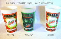 3 Slurpee cups, 1.3L  plastic, Hulk Mountain Dew 7/11