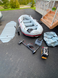 Intex Mariner 4 Inflatable Boat Kit+Minn Kota Electric Transom