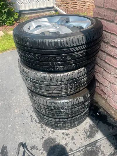 Need gone. Comes with brand new set of tubes lug nuts 12x 1.25 And key. Like new tires.