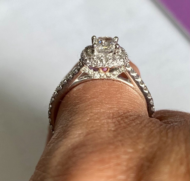 Sophisticated 14K White Gold and Pink Sapphire Diamond Ring in Jewellery & Watches in Dawson Creek - Image 4
