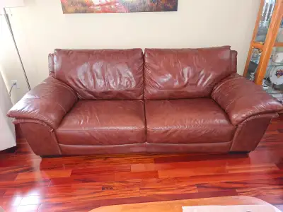 GENUINE LEATHER SOFA, COUCH BROWN BY NATUZZI, View more