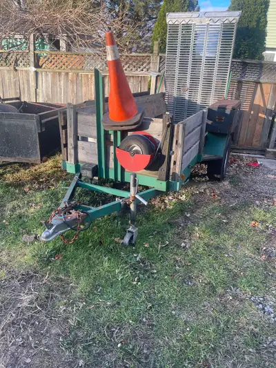 Small trailer for transporting a stump grinder or some other small equipment 45”x117 “inside with a...