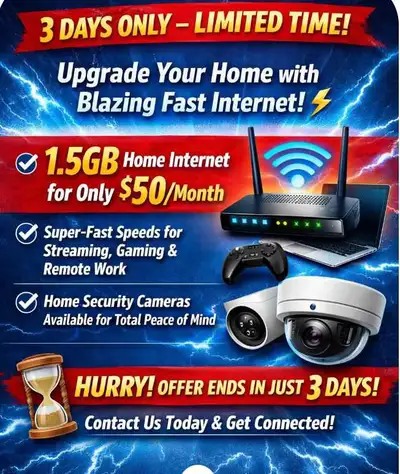 home internet and Data plans and security systems , View more