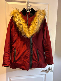 Women's red jacket with vest & hood excellent condition size L