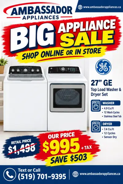 SHOP ONLINE OR VISIT US IN STORE ambassadorappliances.ca Retail Price $1,498 Our Price $995 + Tax ✅...