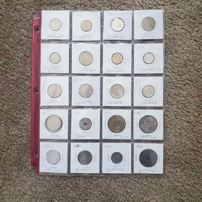 Old vintage coin picture is front and back of it. (Thailand)(Germany 1966) (Jamaica 1981) (Greece 19...