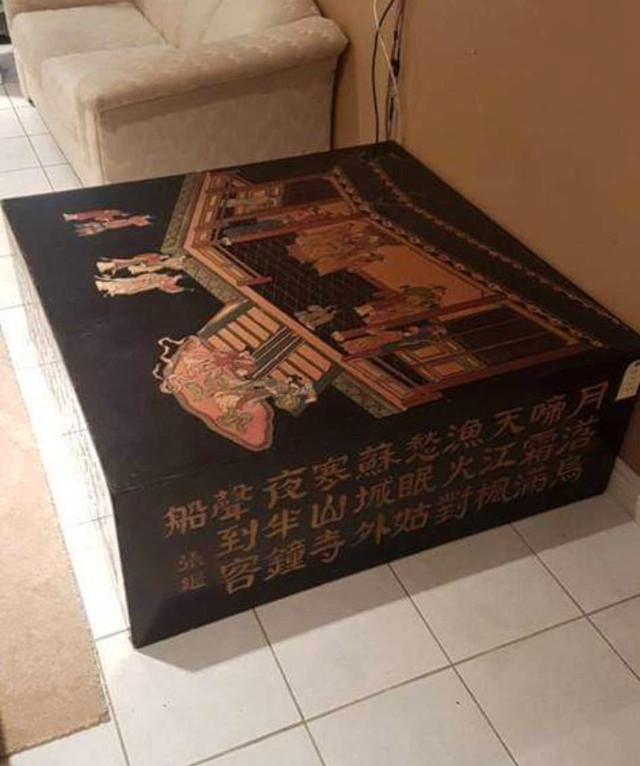 Large Chinese Art Hand Engraved Table With Writing  in Arts & Collectibles in City of Toronto