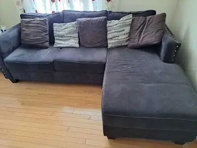 Dark Brown Sectional with Pillows, View more