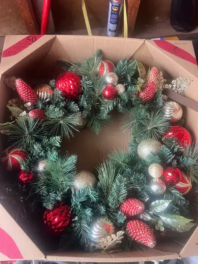 new Christmas wreath pre-lit 30" , View more