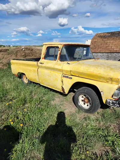1961 G M C Short box fleet side pickup with extra frame for sale 3500.00. Truck is in Lloydminster....