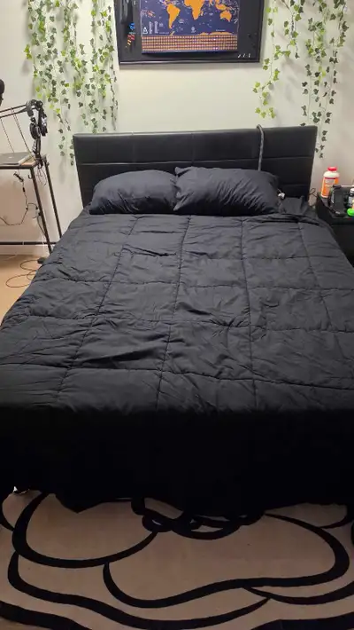 Queen size frame + Mattress (pillows + blankets can be included), View more