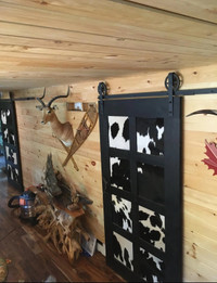 Custom rustic authentic cowhide barn door&sliding door hardware