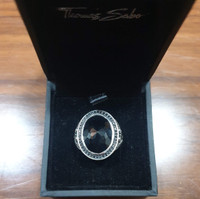 Thomas Sabo 925 Silver Black Onyx Cut Ring