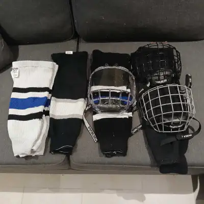 Various Hockey Visors, Cages and Socks, View more