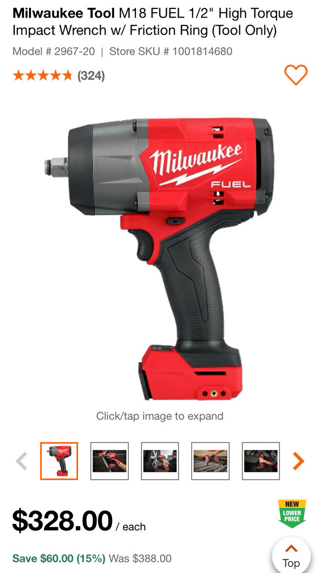 Milwaukee 1/2”  high torque impact in Power Tools in Saskatoon