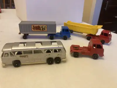Greyhound bus silver, two truck and trailers, single truck. Price is per vehicle.