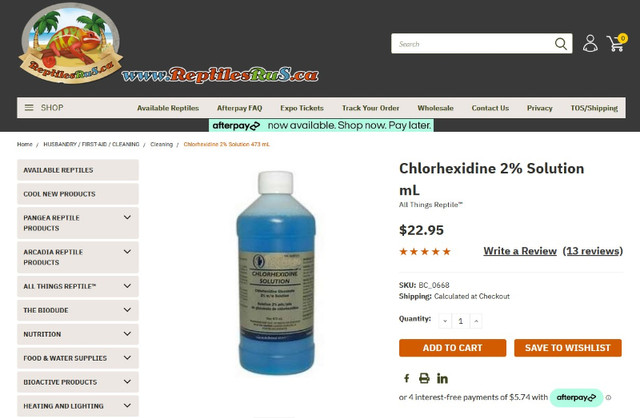 Reptile Husbandry Chlorhexidine 2% Disinfecting Agent Solution in Reptiles & Amphibians for Rehoming in Mississauga / Peel Region - Image 3