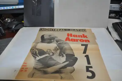 Hank aaron home run baseball mlb paper clips vintage newspaper 1, View more