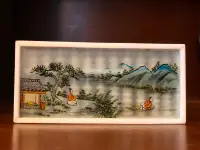 Vintage Chinese Abacus made from bone with hand painted Glass