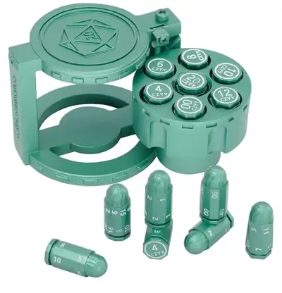 Green CZYY Metal Polyhedral Bullet Dice Set Of 7, View more