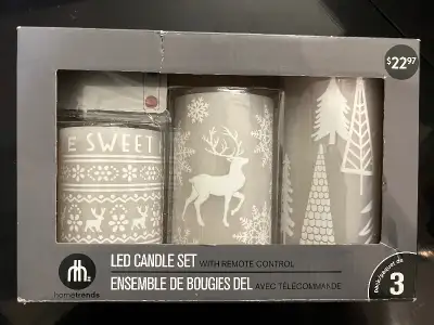 3pc HomeTrends flameless LED candle sets with remote, BNIB, View more