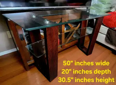 Sofa table wood and glass- 2 tier, View more