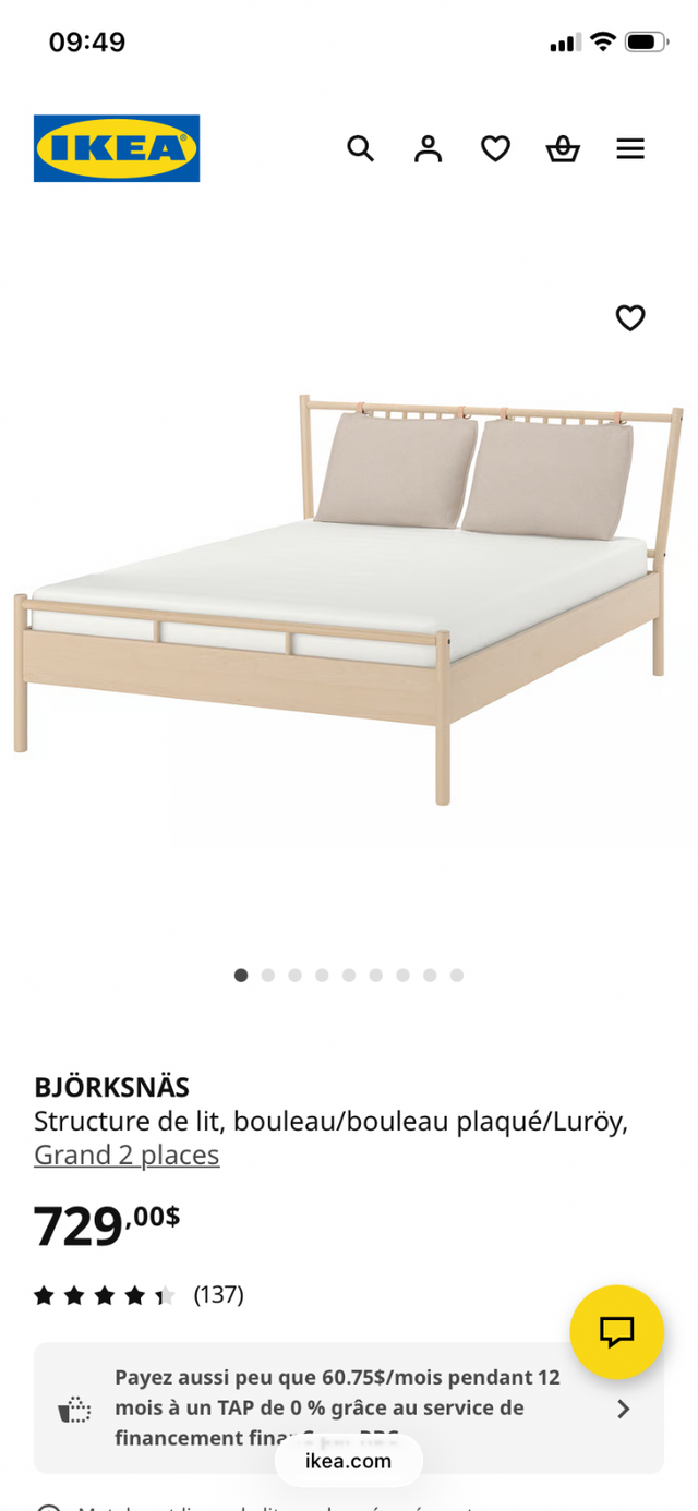 Lit IKEA  + base de lit + tables Björksnäs in Beds & Mattresses in Longueuil / South Shore - Image 6