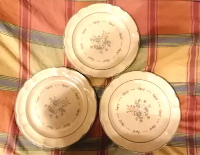 3pcs  Cordella Collection Hand Decorated Stoneware Dinner Plates, View more